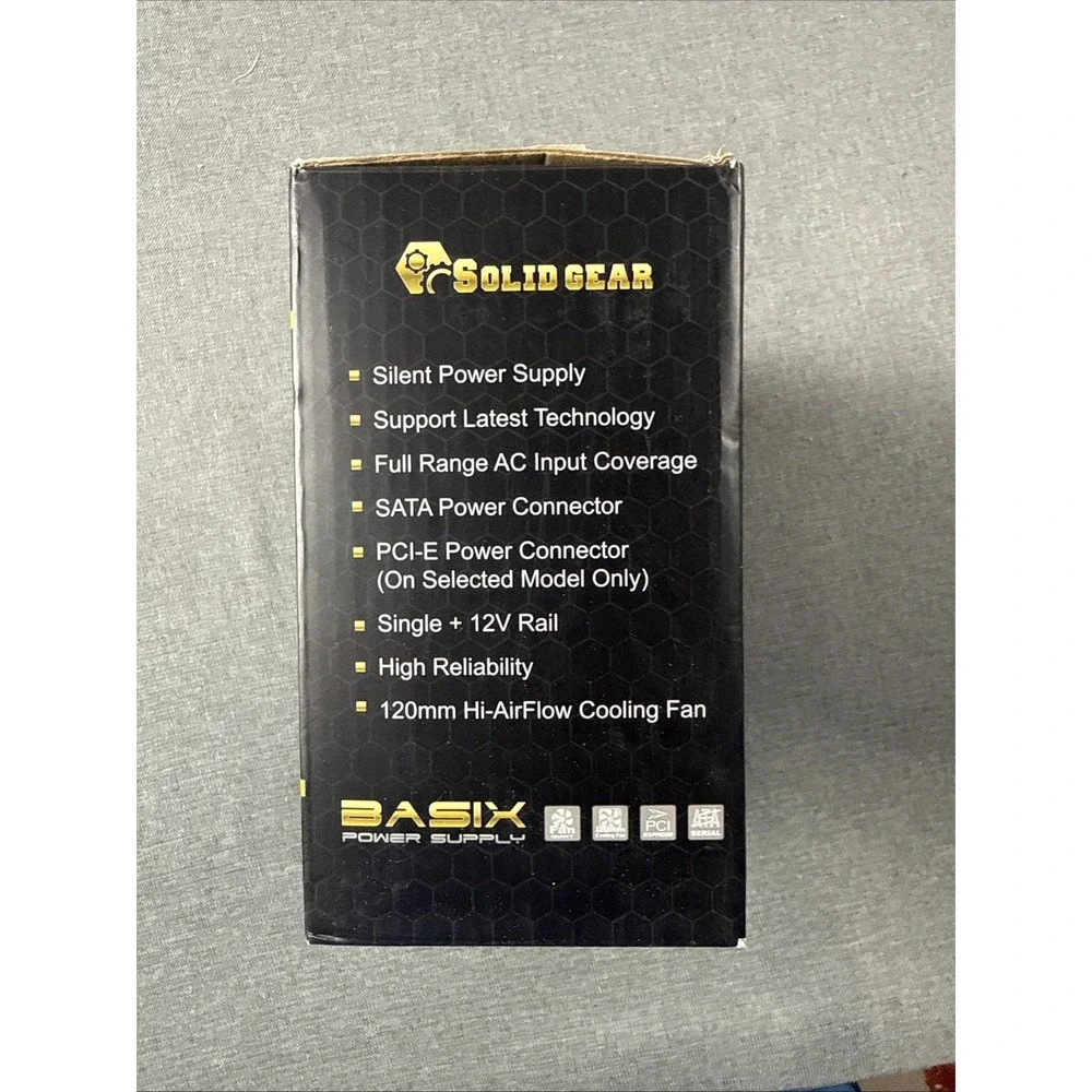 Solid‎ Gear Basix Power Supply SDGR-600BX SATA 600W 120mm Cooling Fan{CC}
